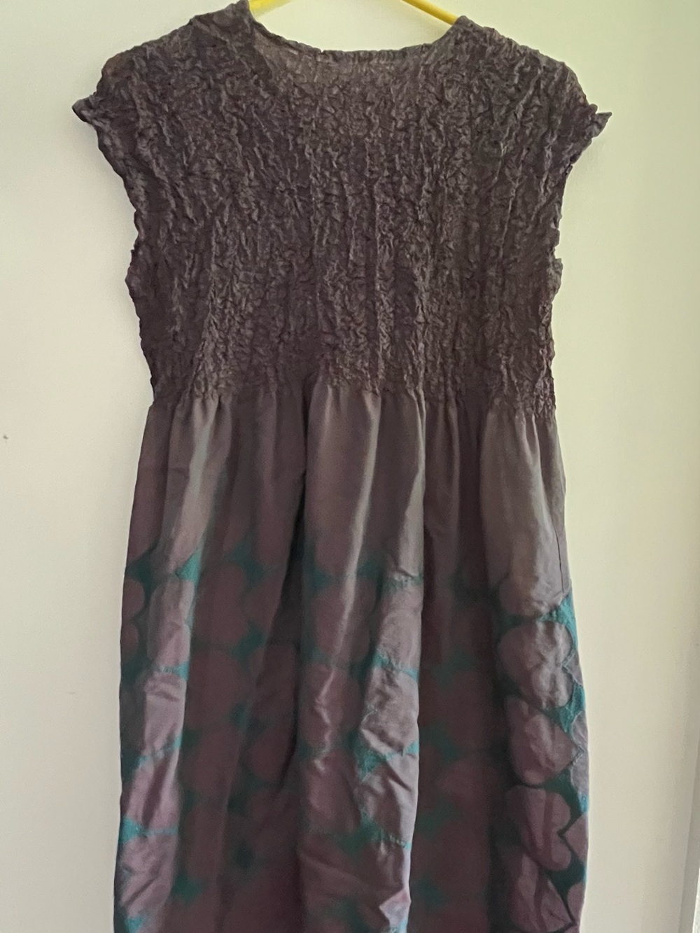 Issey Miyake Light Purple Party Dress with Teal Pattern